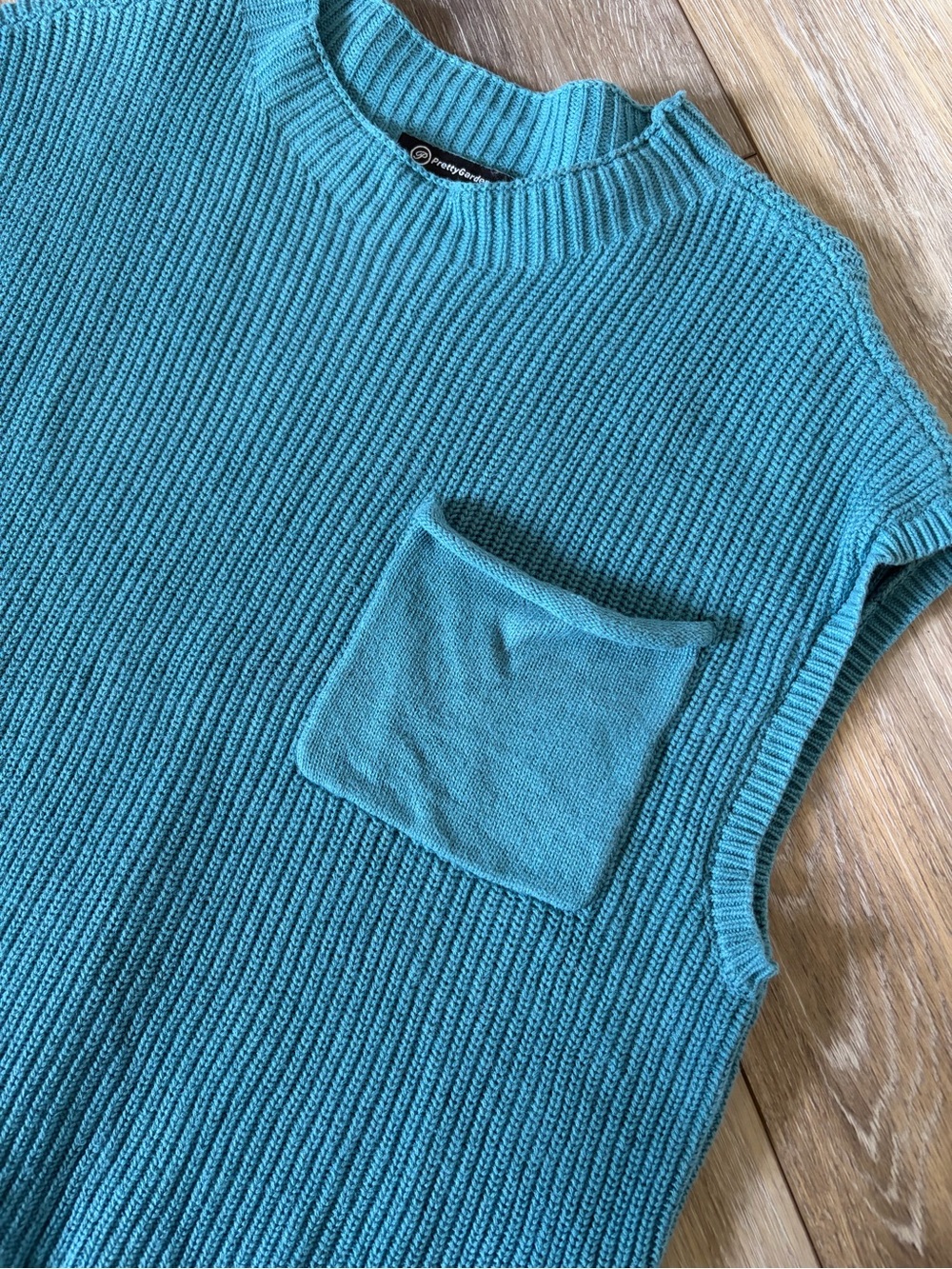 PrettyGarden Teal Knit Sleeveless Sweater Top - Picture 4 of 9